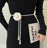 Pearl line with flower belt