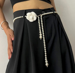 Pearl line with flower belt