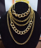 Necklace Layering Multiple Necklaces, Gold Wedding Necklace 5 Layer Gold Lobster Claw Punk