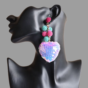 Heart with Stone Drop Earrings