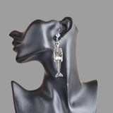 Style Skull Bones & Faux Pearl Fish Tail Earrings