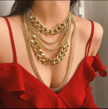 Necklace Layering Multiple Necklaces, Gold Wedding Necklace 5 Layer Gold Lobster Claw Punk