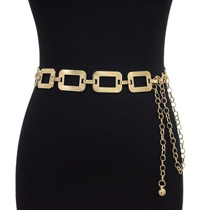 Versatile Hollow Out Square Shaped Metal Waist Chain