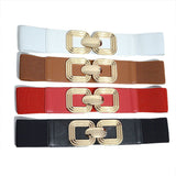 Ladies Belt Waistband with Square Gold Buckle