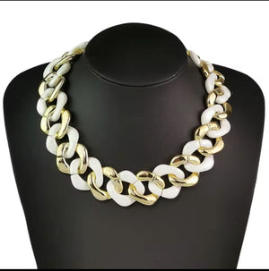 Punk Chunky White Acrylic Thick Chain Choker Necklace Women Hiphop