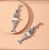 Style Skull Bones & Faux Pearl Fish Tail Earrings