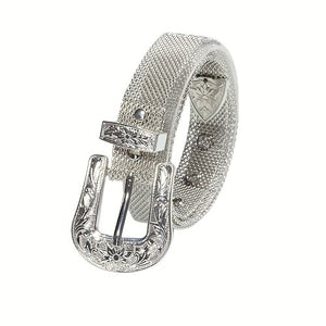 Silver Mesh Metal Belt  For Pants Jeans