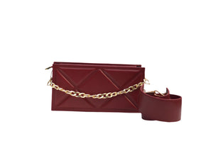 WM  Burgundy Bliss Quilted Box (`genuine Leather Bag)